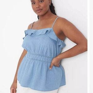 Lane Bryant Chambray Peplum Tank Top Sz 22